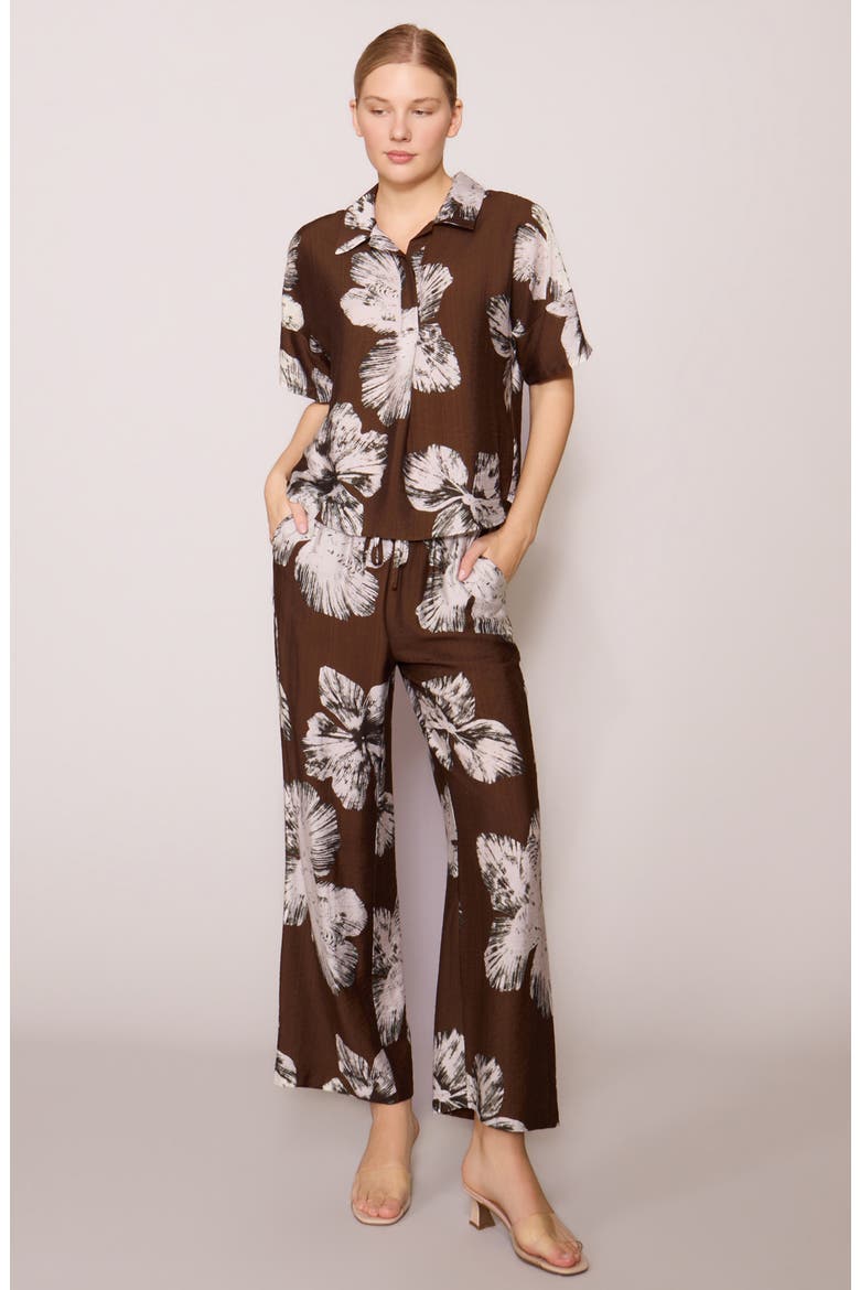 Easy Woven Pullover Shirt, Alternate, color, BROWN FLORAL