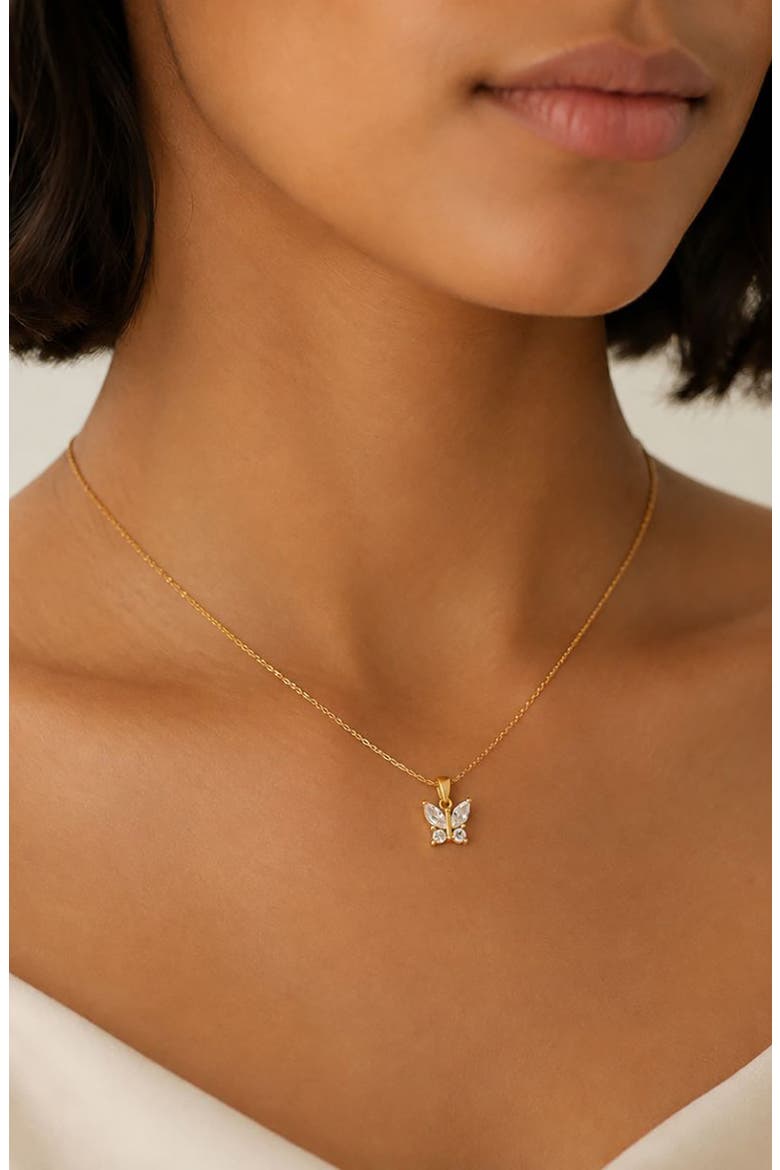 Butterfly Pendant Necklace, Alternate, color, GOLD
