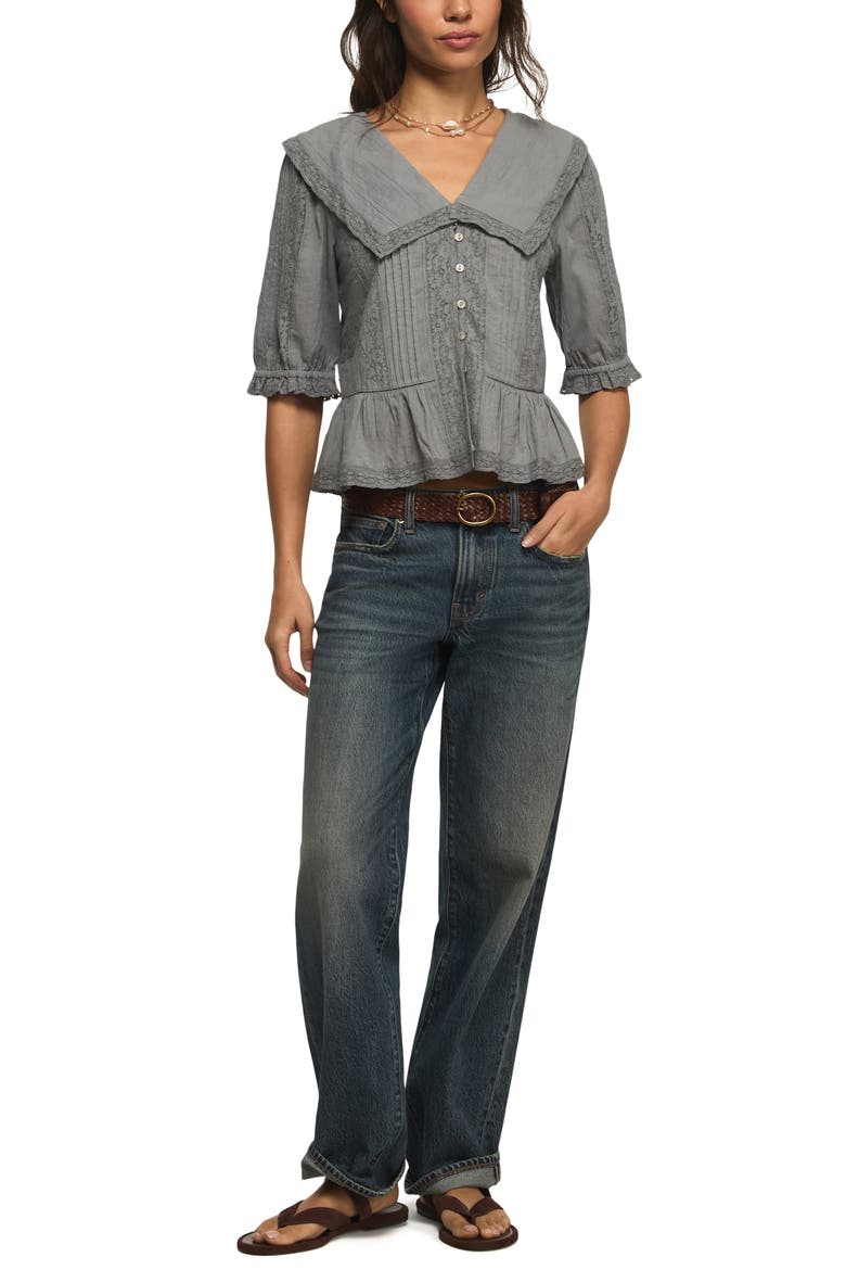 Lace Peplum Top, Alternate, color, TRADEWINDS