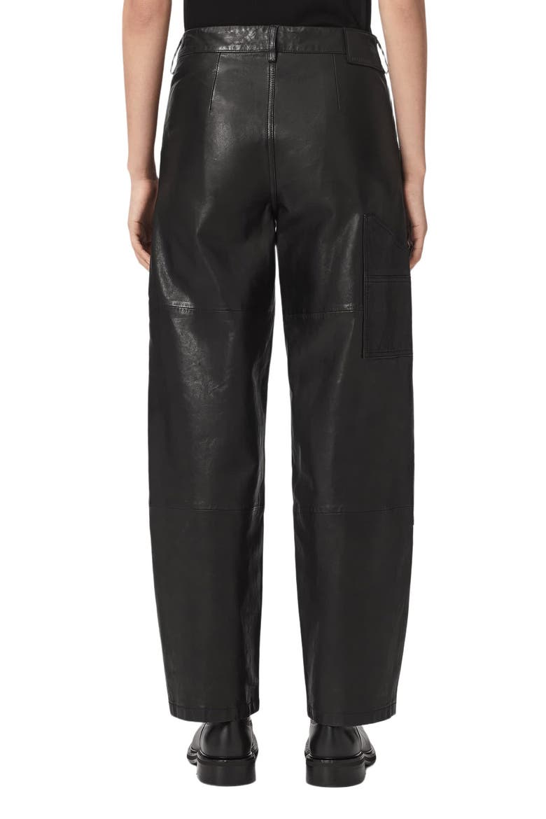 Manta Wide Leg Leather Trousers, Alternate, color, BLACK