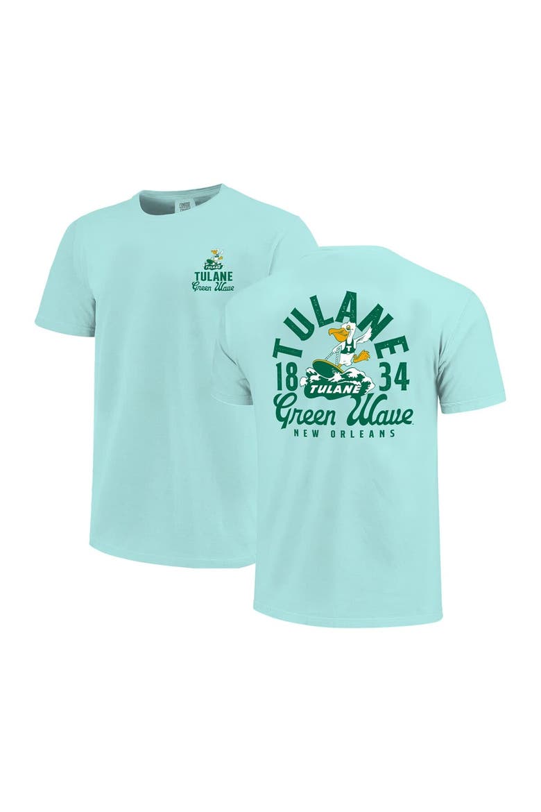 Youth Teal Tulane Green Wave Comfort Colors Mascot Overlay T-Shirt, Main, color, Teal