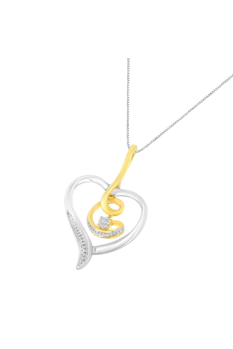 10K Gold Diamond-Accented Diamond Swirl Open Heart 18" Pendant Necklace, Alternate, color, Yellow