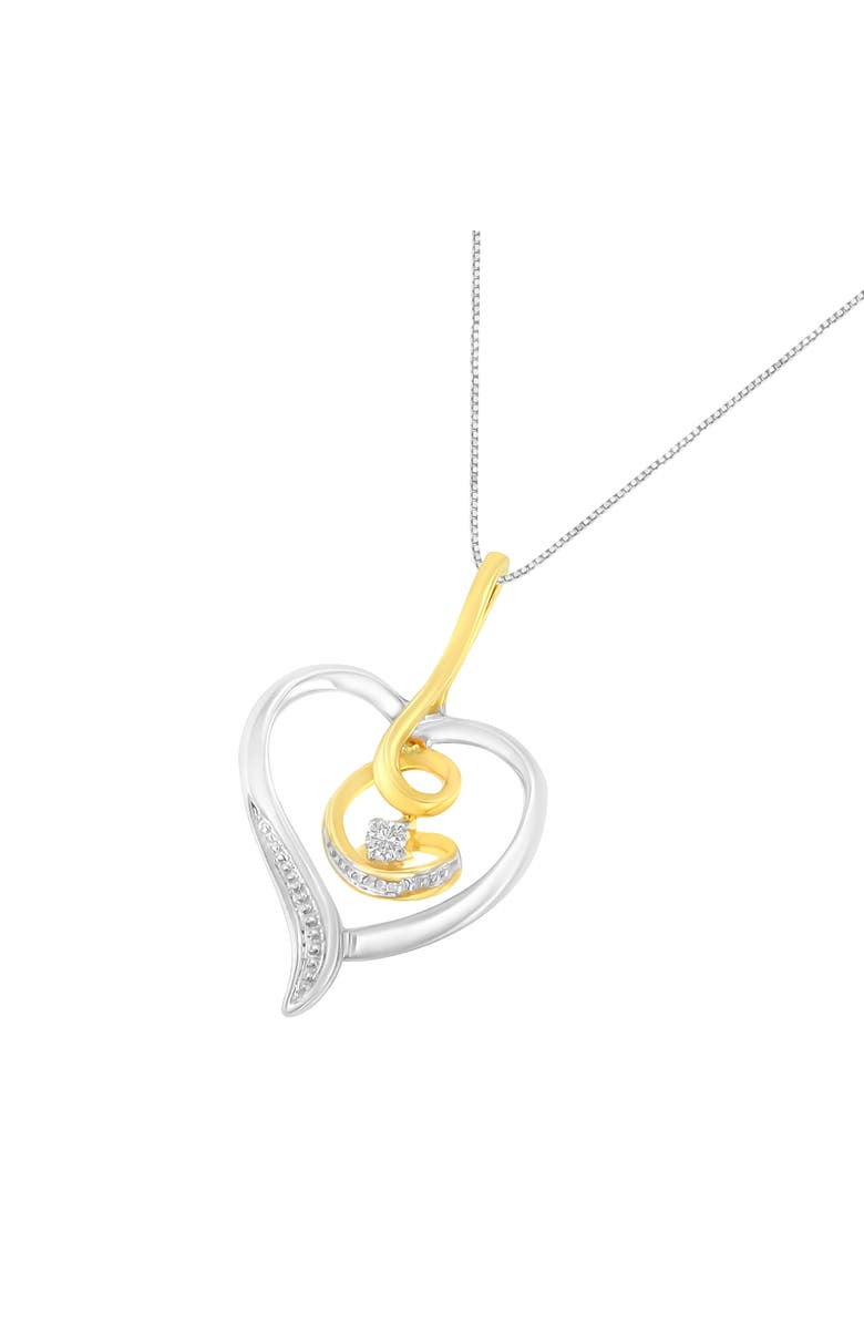 Haus of Brilliance 10K Gold Diamond-Accented Diamond Swirl Open Heart 18" Pendant Necklace, Alternate, color, Yellow