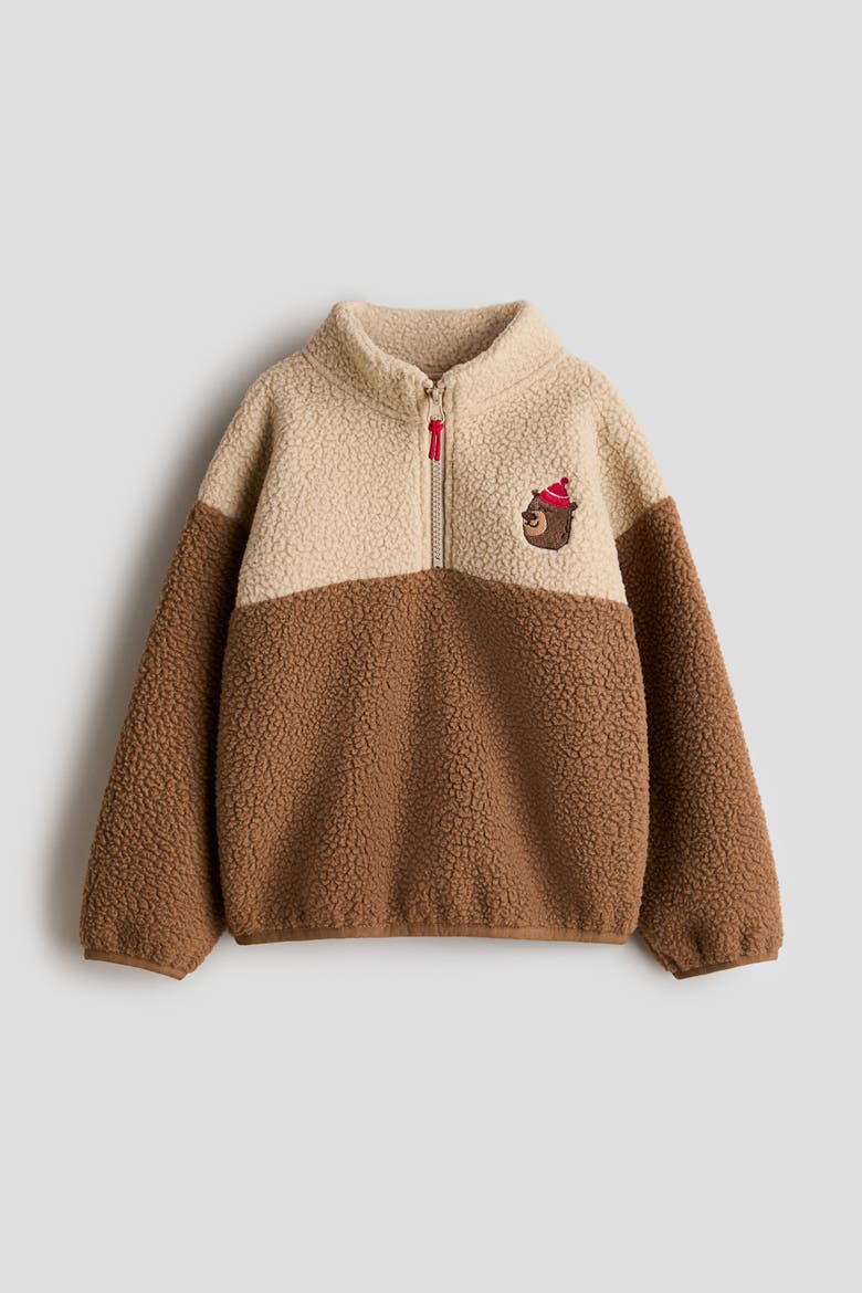 Teddy Zip-top Sweatshirt, Alternate, color, Light brown/bear