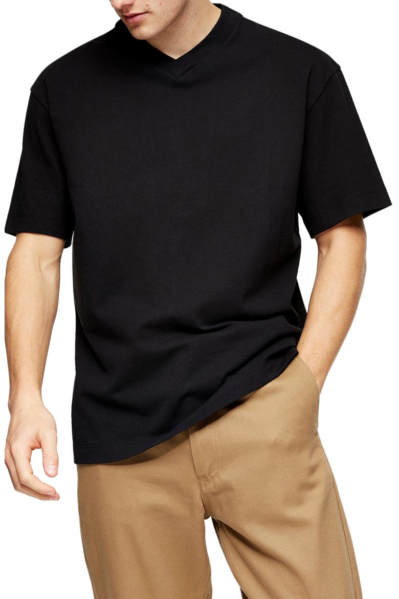 Solid V-Neck T-Shirt, Main, color, BLACK