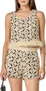 English Factory Crochet Lace Feather Crop Tank