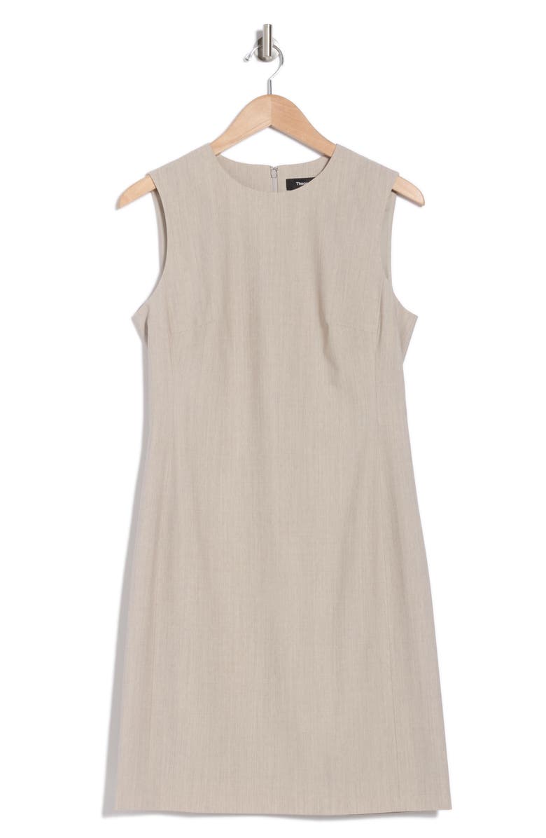 Theory Sleeveless Stretch Wool Sheath Dress, Main, color, Sand Melange