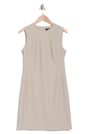 Theory Sleeveless Stretch Wool Sheath Dress In Sand Melange