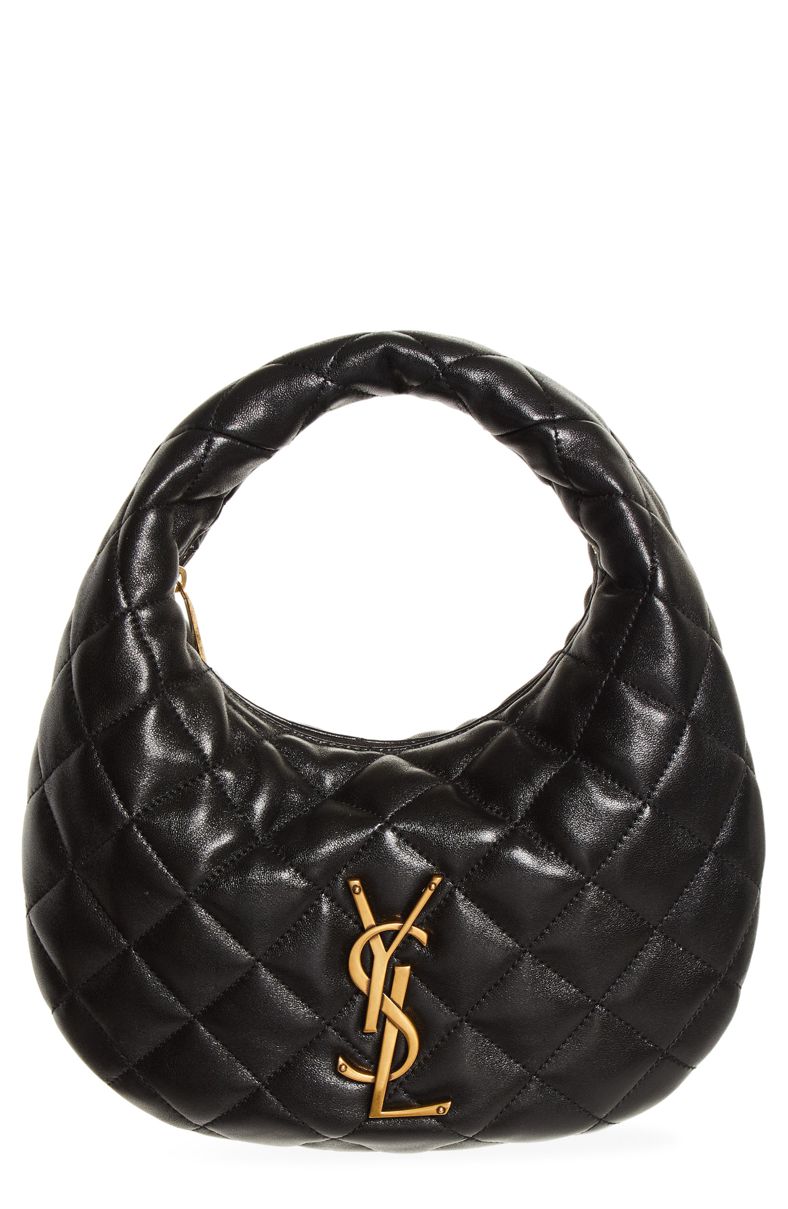 Saint Laurent Baby Icare Quilted Leather Hobo Bag, Main, color, Black