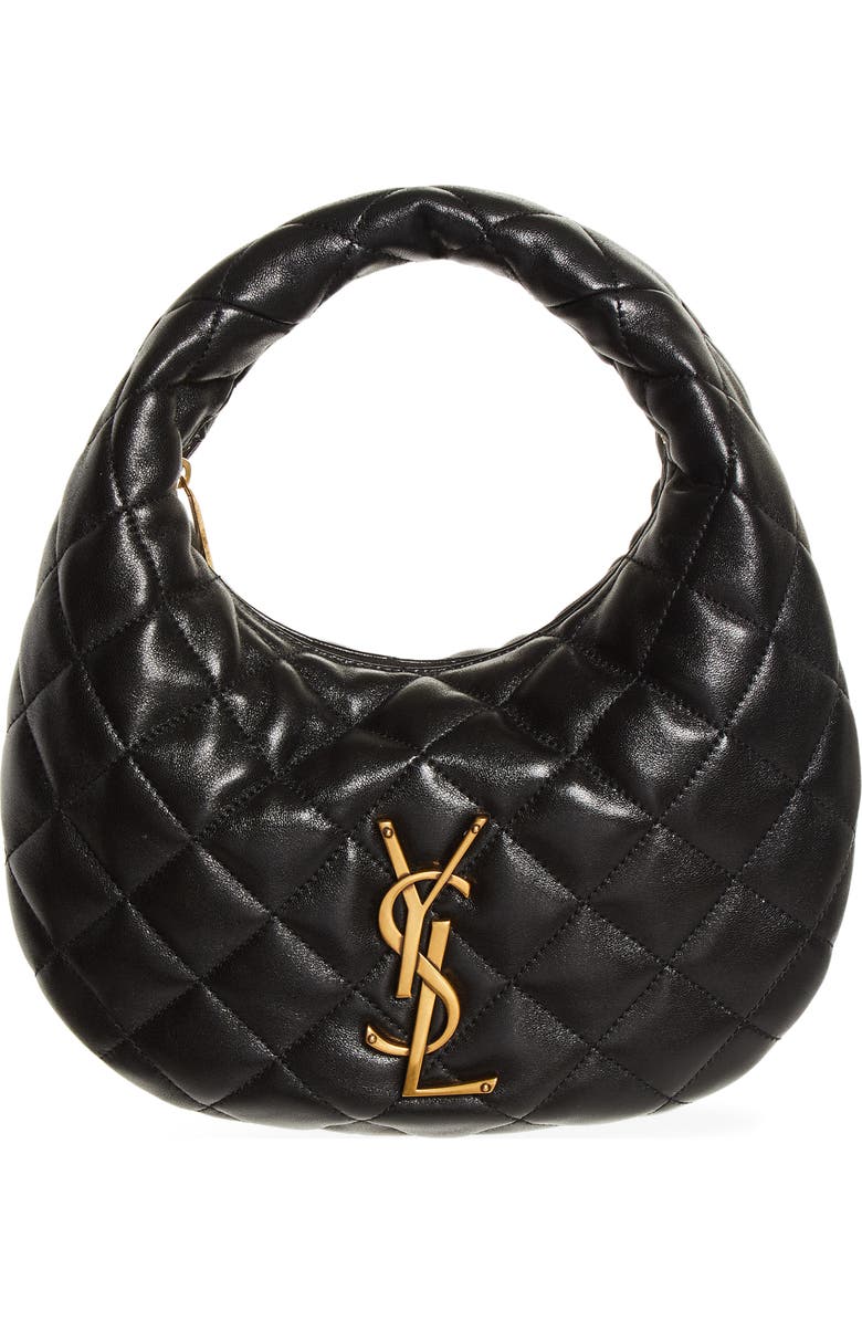 Saint Laurent Baby Icare Quilted Leather Hobo Bag, Main, color, Black