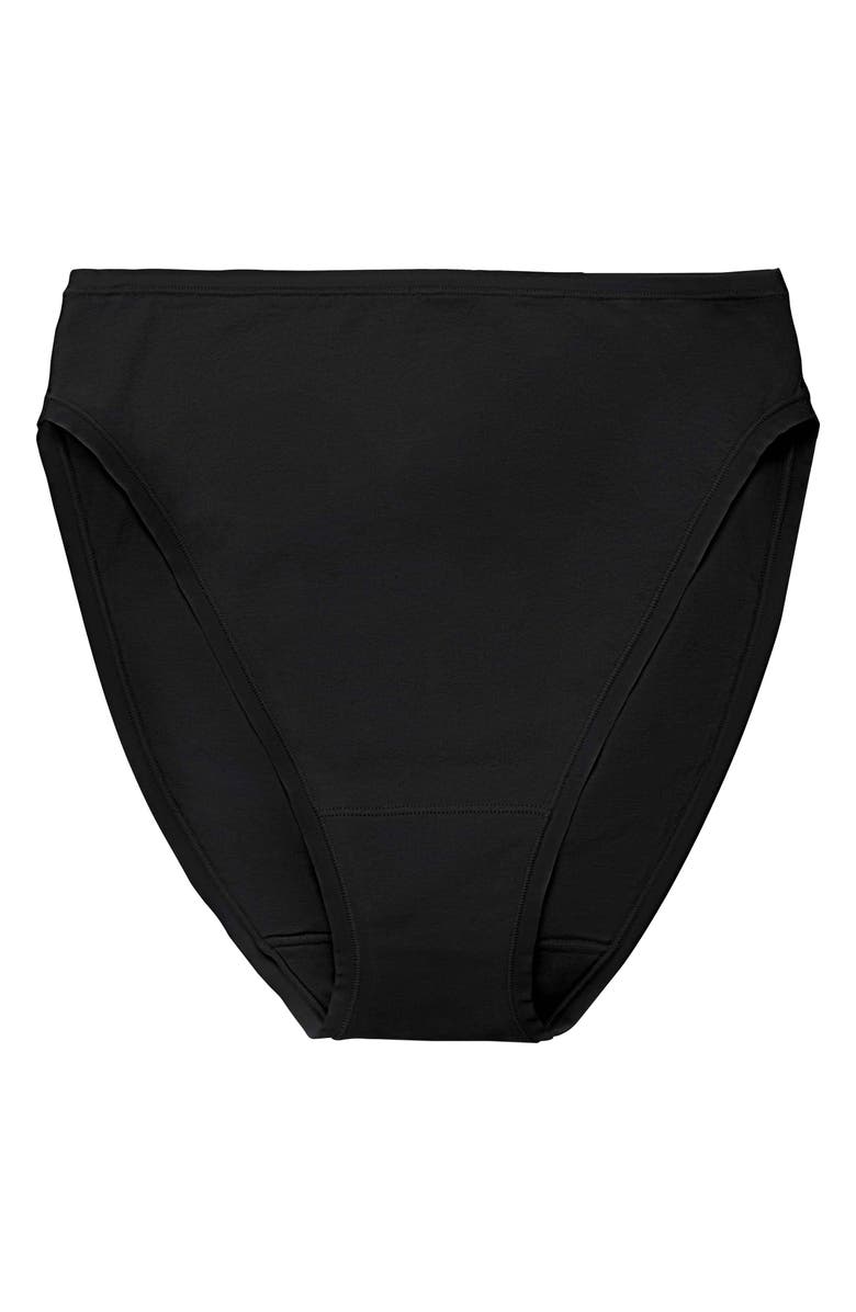 Natori Bliss Bare Cotton High Cut Briefs, Alternate, color, Black