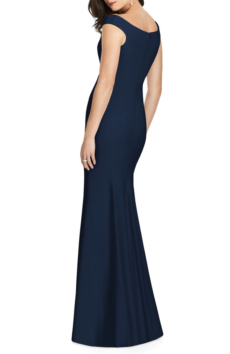 Dessy Collection Off the Shoulder Crepe Trumpet Gown, Alternate, color,