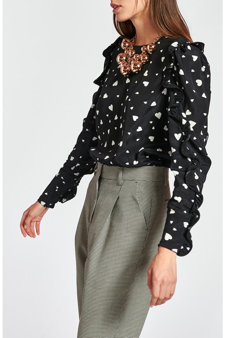 Zammoth Ruffle Long Sleeve Top, Alternate, color, COMBO BLACK