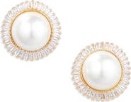 Tasha Crystal & Faux Pearl Button Stud Earrings