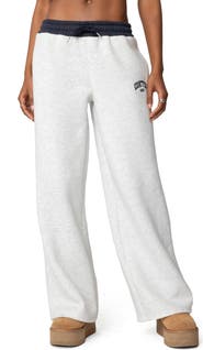 EDIKTED Contrast Waist Logo Wide Leg Sweatpants