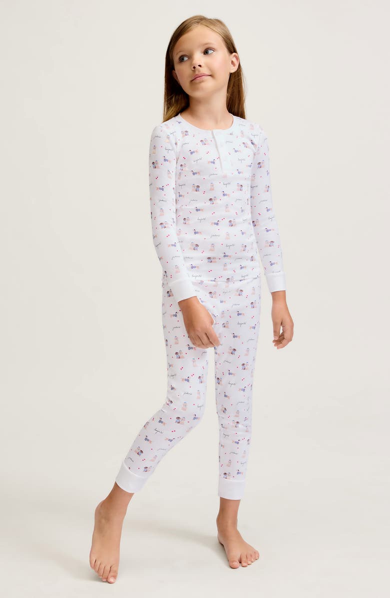Petite Plume Kids
 Print Fitted Two-Piece Pima Cotton Pajamas, Alternate, color, 