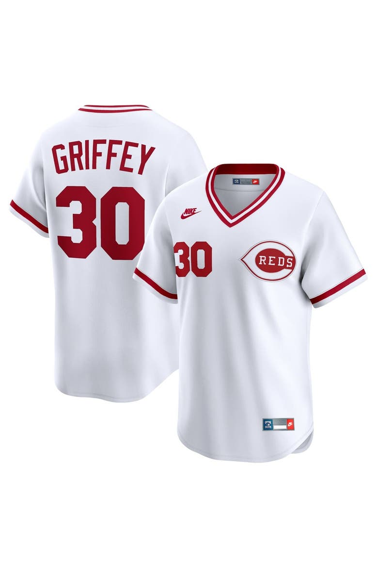 Men's Nike Ken Griffey White Cincinnati Reds Throwback Cooperstown Collection Limited Jersey, Alternate, color, White