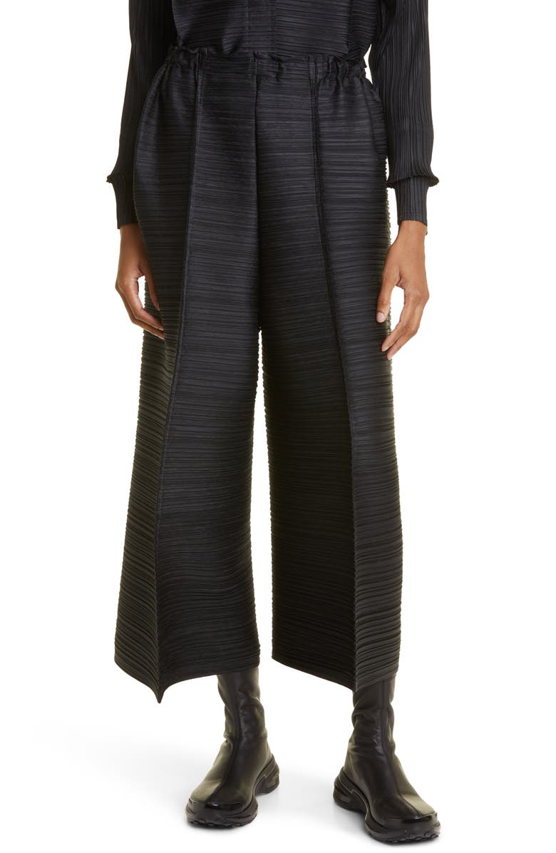 Pleats Please Issey Miyake Thicker Bounce Pleated Wide Leg Crop Pants, Main, color, 