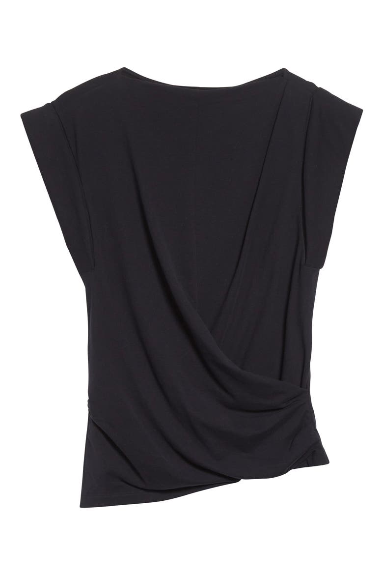 Maisan Draped Asymmetric Cotton T-Shirt, Alternate, color, BLACK