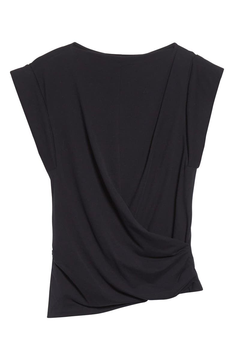 Isabel Marant Maisan Draped Asymmetric Cotton T-Shirt, Alternate, color, Black
