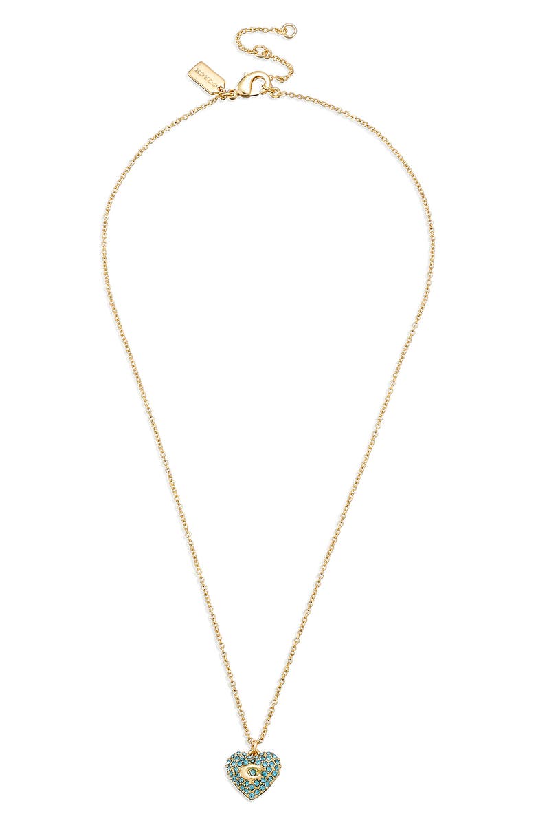COACH Pave Heart Pendant Necklace, Alternate, color,