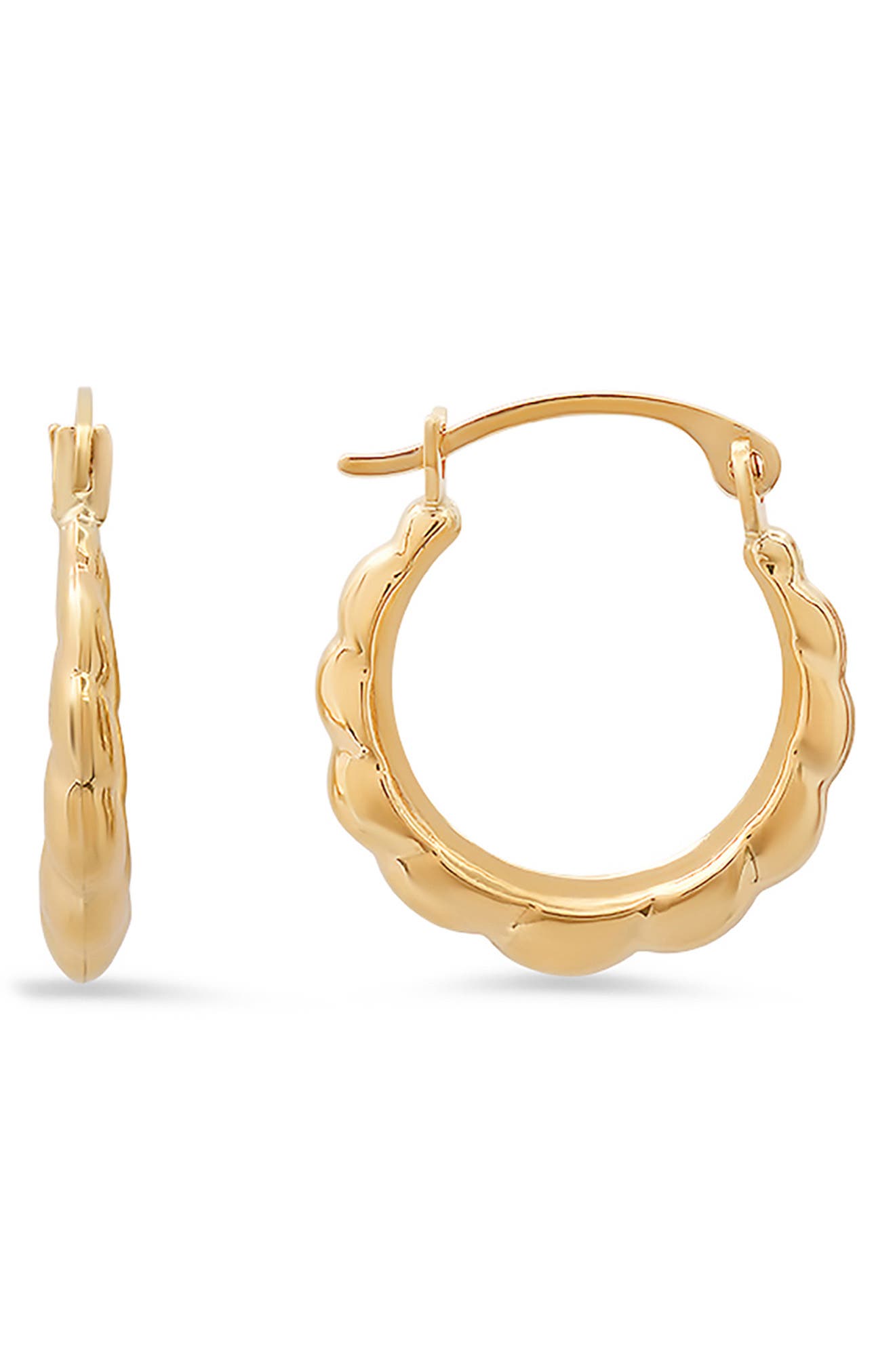 10K Gold Cloud Huggie Hoop Earrings