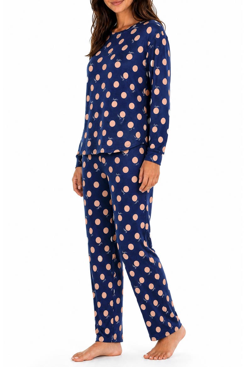 Soft Hacci Long Sleeve Henley Pajamas, Alternate, color, DOT FONT NORTH STAR