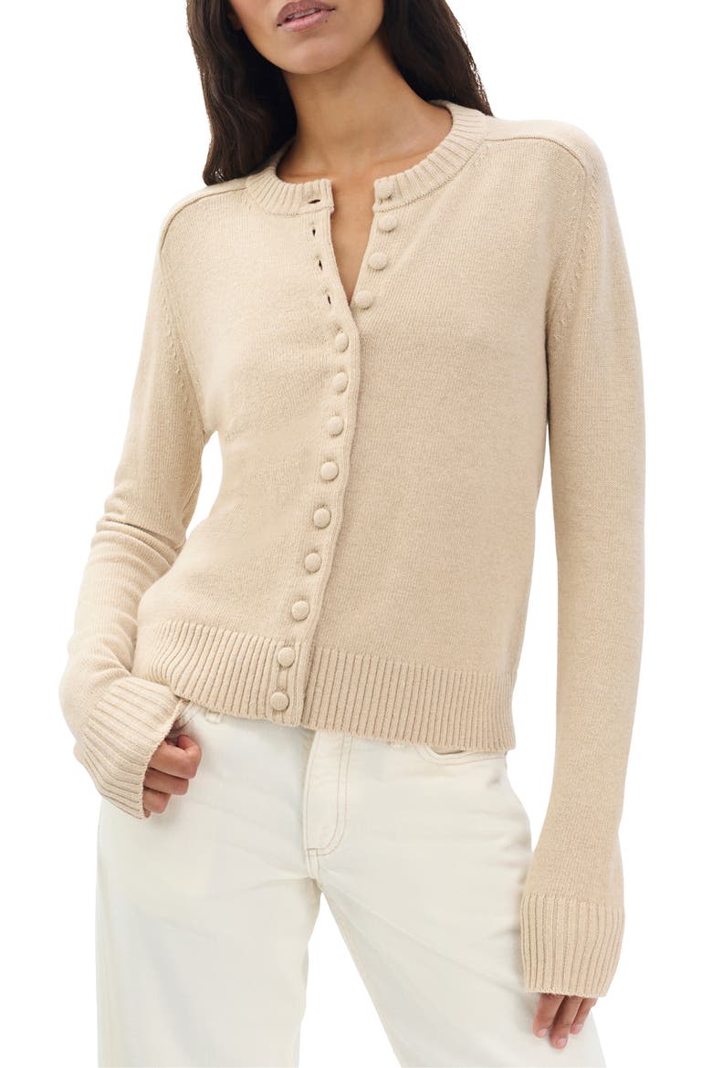 Wallace Crewneck Cardigan, Main, color, OATMEAL