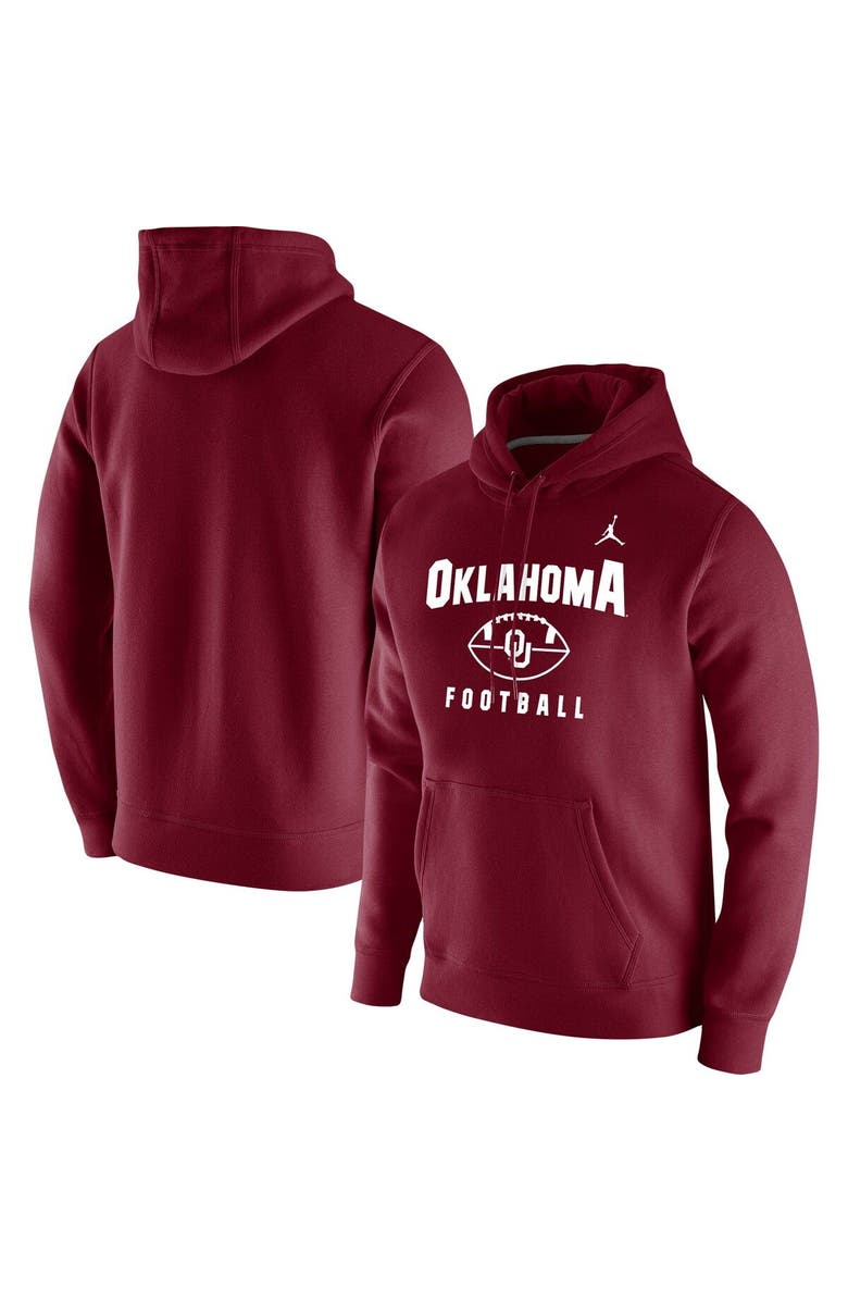 Jordan Brand Men's Jordan Brand Crimson Oklahoma Sooners Football Oopty Oop Club Fleece Pullover Hoodie, Alternate, color, 