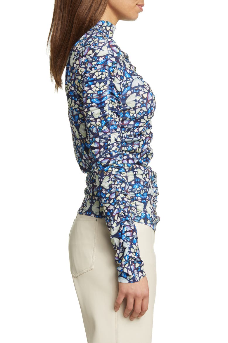 Gianie Gathered Skinny Long Sleeve Top, Alternate, color, MID BLUE
