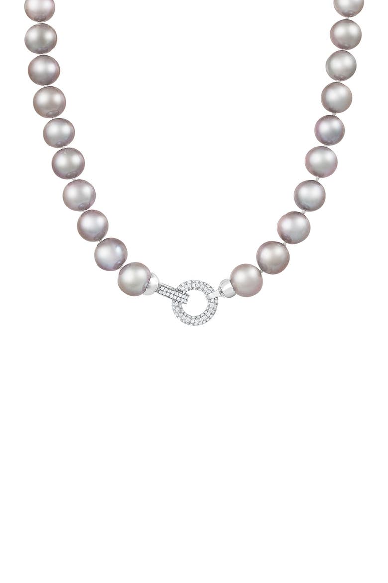 Freshwater Pearl Necklace, Alternate, color, DYED GRAY
