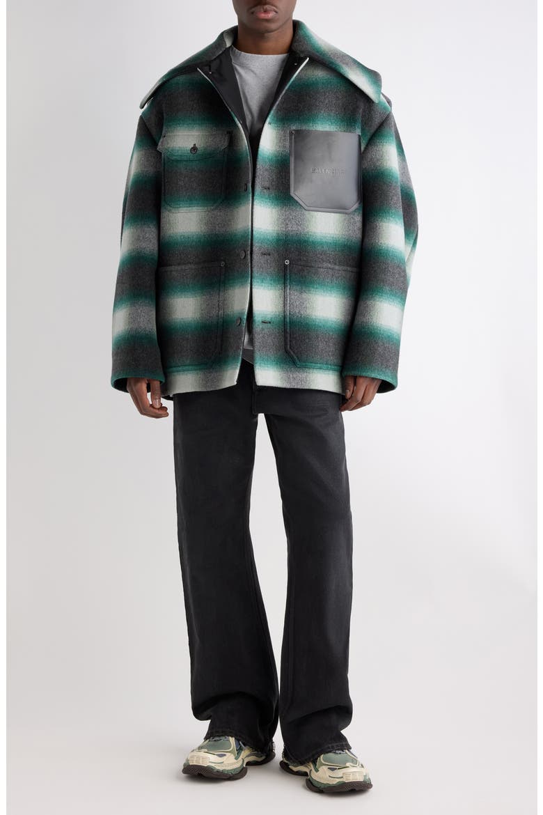 Workwear Cocoon Overshirt, Alternate, color, 3010 DARK GREEN/ BLACK
