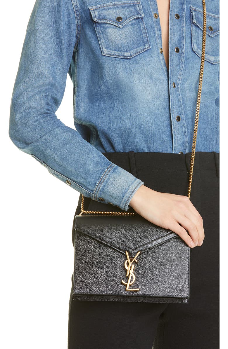 Saint Laurent Cassandra Leather Shoulder Bag, Alternate, color,