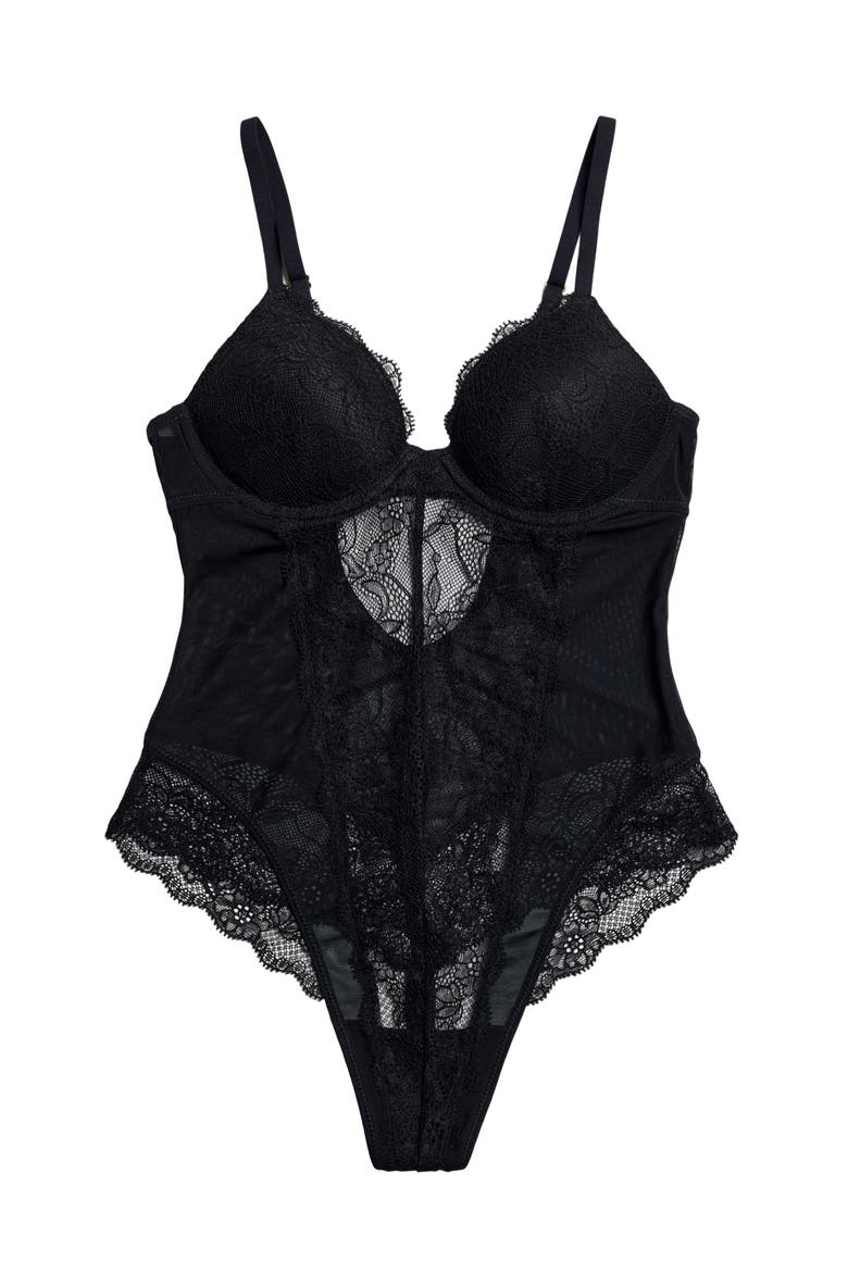 Lace Lift Up Teddy, Alternate, color, Black