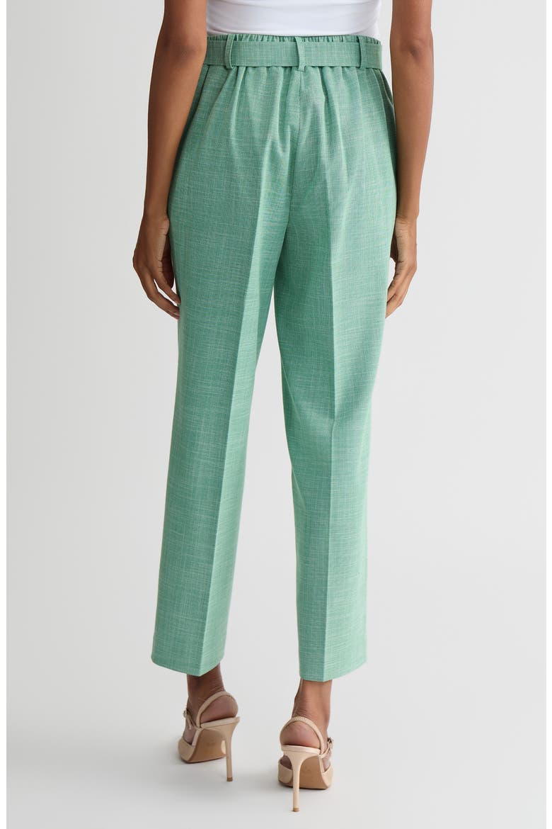 Belted Elastic Back Straight Leg Ankle Pants, Alternate, color, LUSH GREEN/ VANILLA ICE