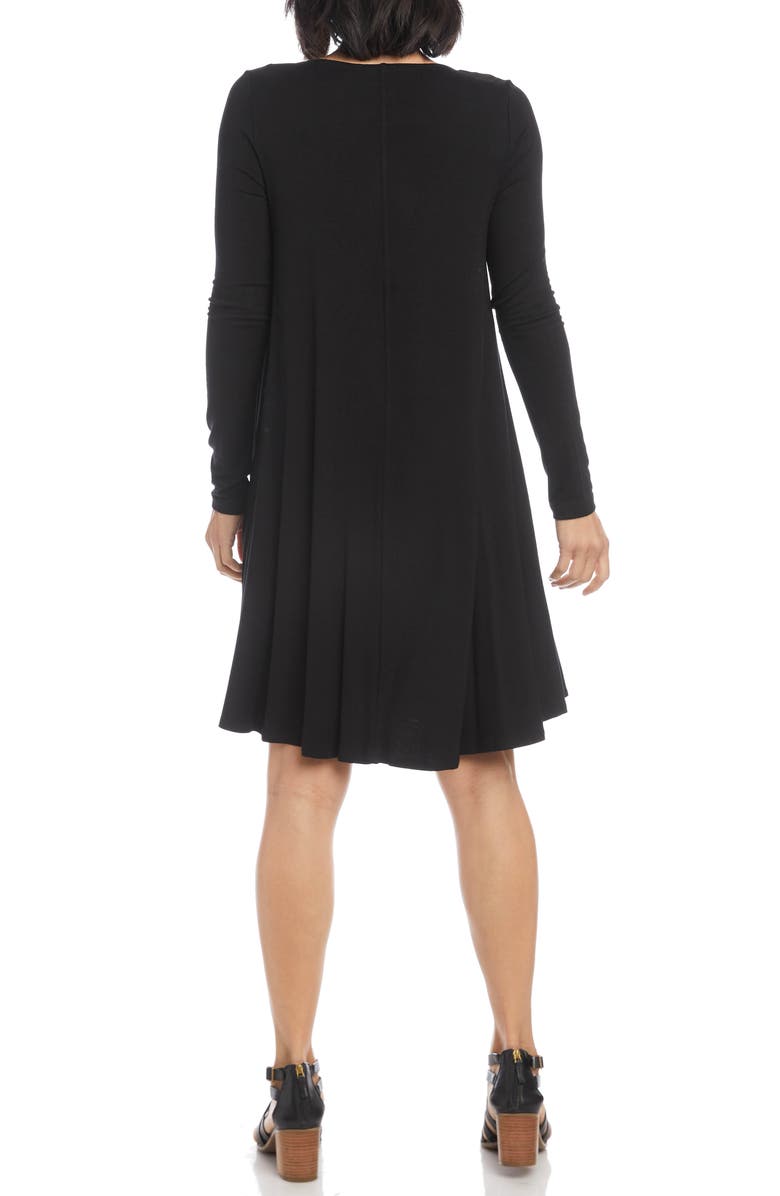 Karen Kane Maggie Long Sleeve Jersey Trapeze Dress, Alternate, color, Black