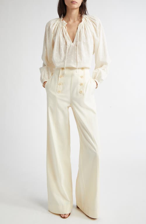 Ulla Johnson Yalena Cotton Blend Wide Leg Sailor Pants In Neutral