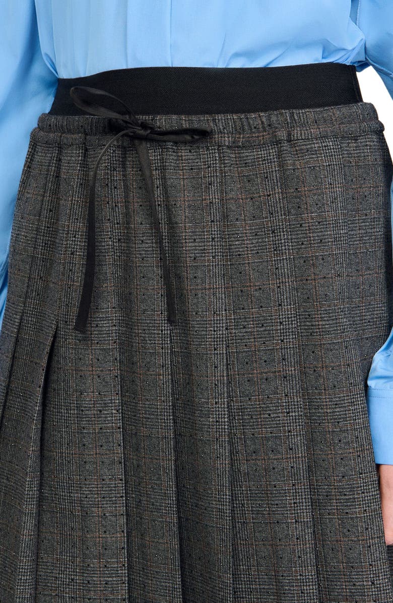 SANDRO Long pleated rhinestone skirt, Alternate, color, Grey / Brown