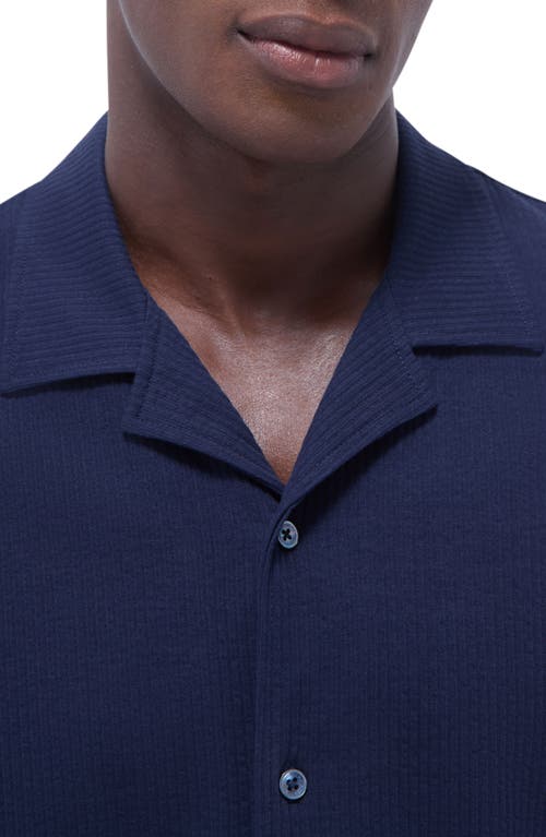 Bugatchi Camp Collar Short Sleeve Button-up Shirt In Navy