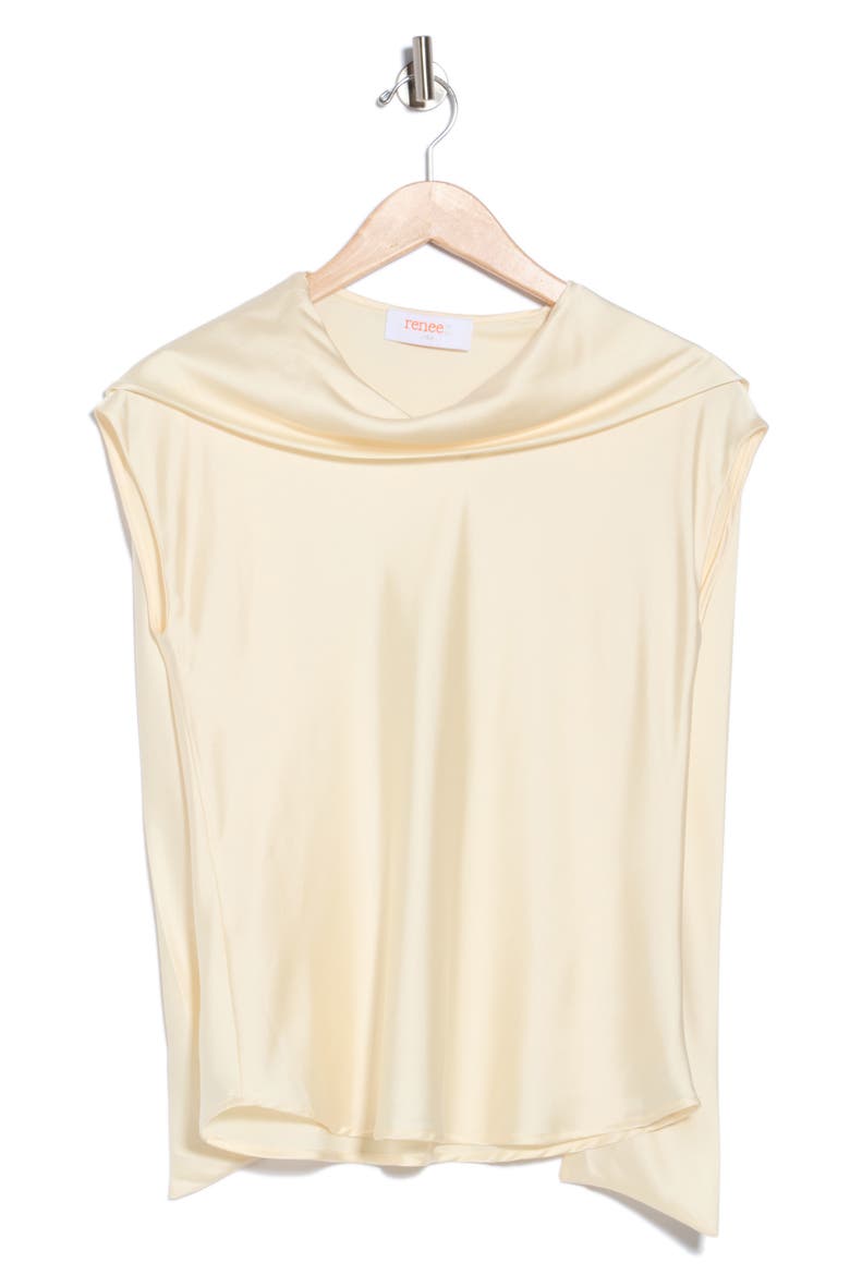 Scarf Detail Short Sleeve Top, Main, color, LIGHT BUTTER