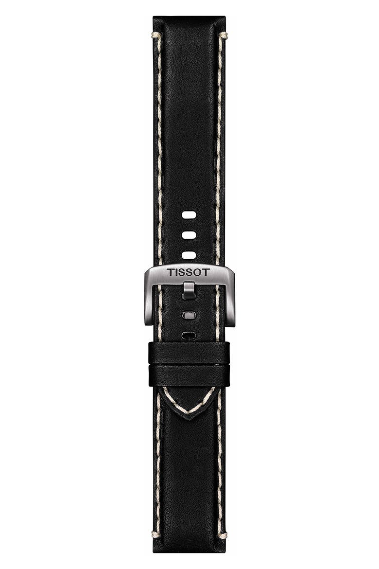 Supersport Chronograph Leather Strap Watch, 45.5mm, Alternate, color, BLACK/ SILVER