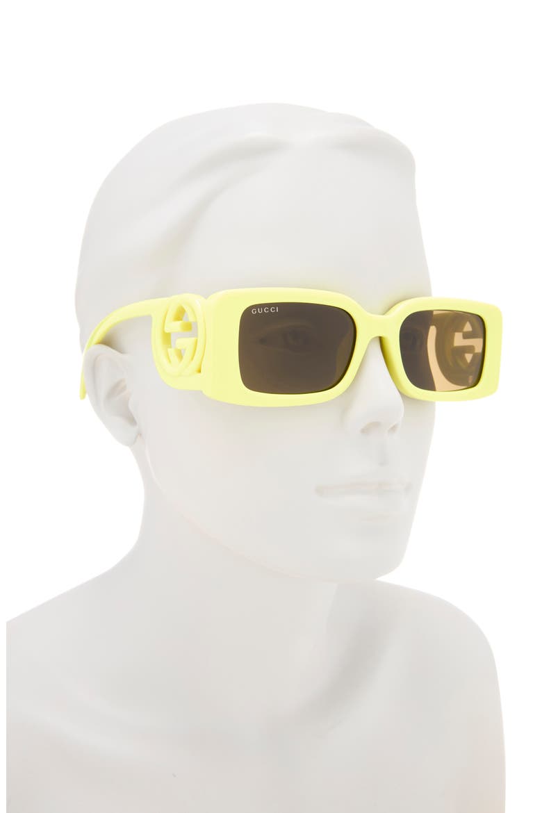 54mm Rectangular Sunglasses, Alternate, color, YELLOW YELLOW BROWN