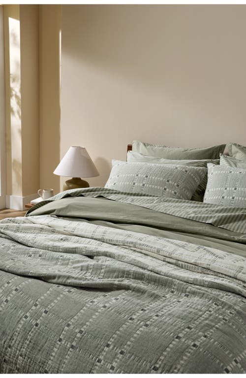 Parachute Grid Cotton & Wool Coverlet In Gray