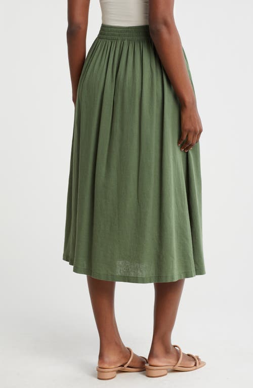 CASLON CASLON® FLORAL LINEN BLEND PULL-ON SKIRT
