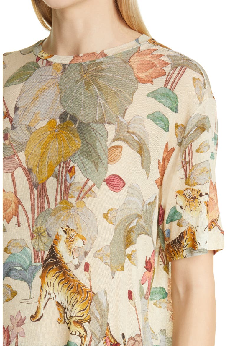 Giglio Floral Print Oversize Jersey Tee, Alternate, color, BEIGE