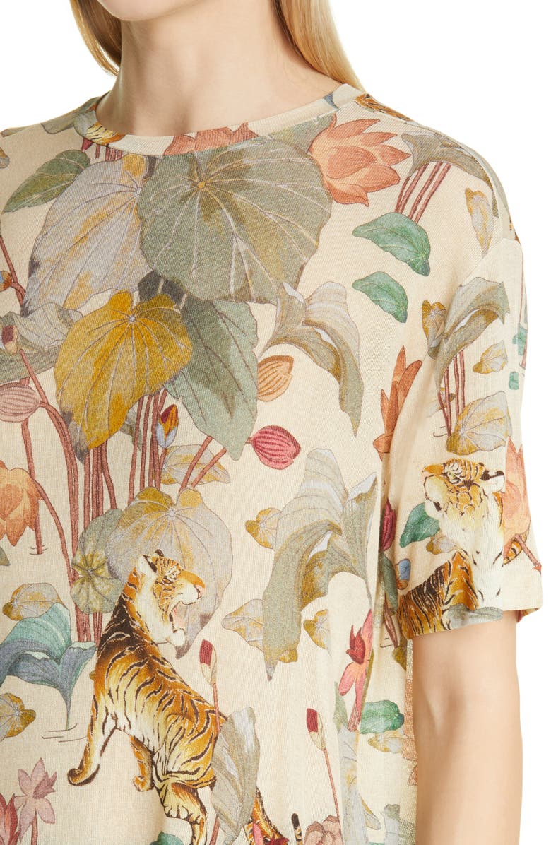 Etro Giglio Floral Print Oversize Jersey Tee, Alternate, color, 