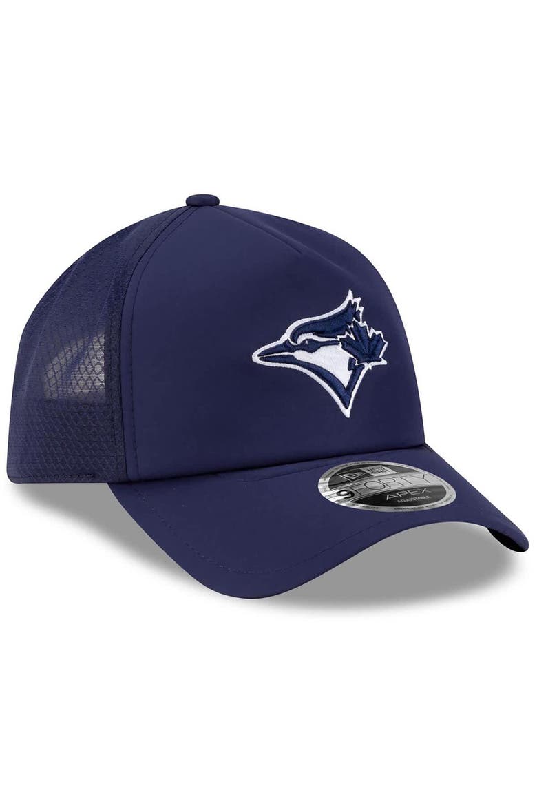 Men's New Era Navy Toronto Blue Jays 2026 Batting Practice Apex 9FORTY Adjustable Trucker Hat, Alternate, color, Navy