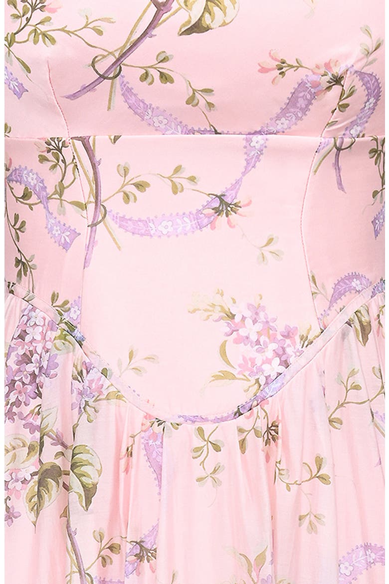 Minerva Floral Print Chiffon Midi Sundress, Alternate, color, PINK