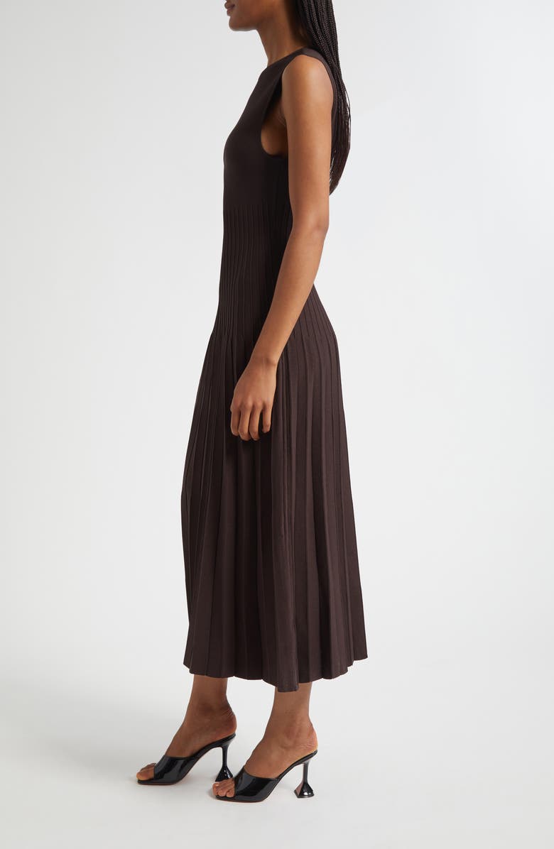 STAUD Elyse Pleated Sleeveless Knit Maxi Dress, Alternate, color, Earth