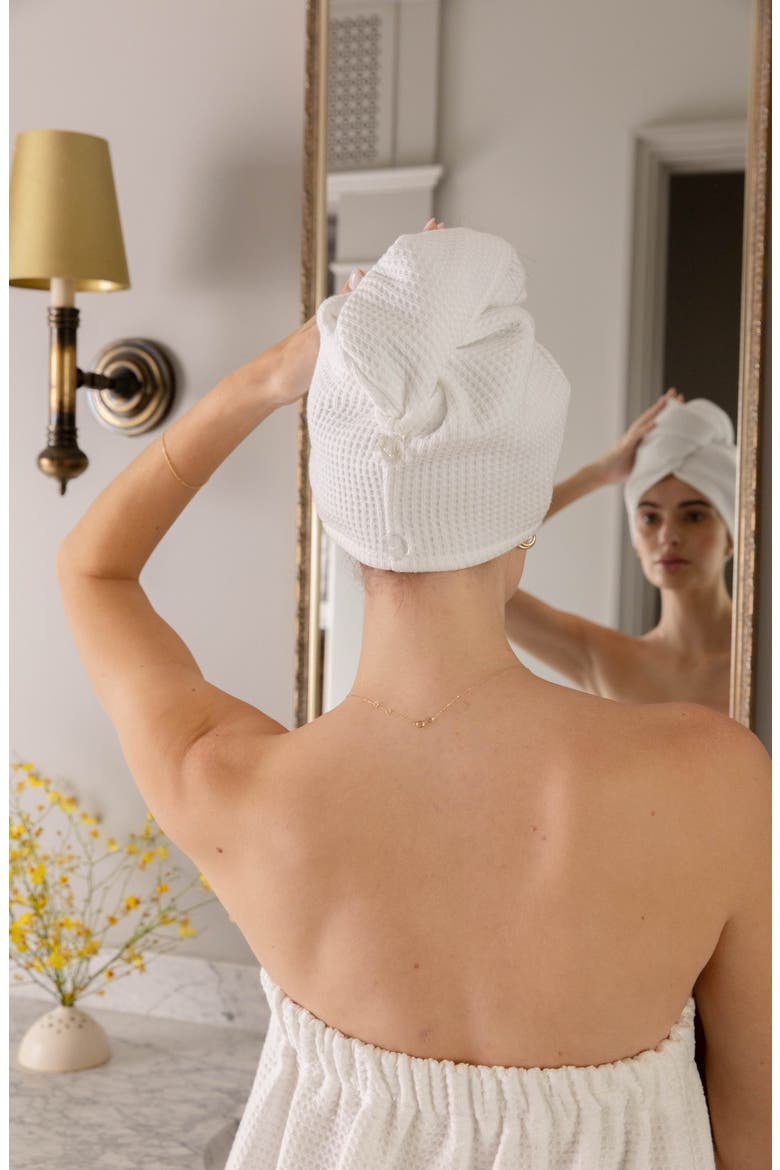 Waffle Terry Hair Towel, Alternate, color, WHITE